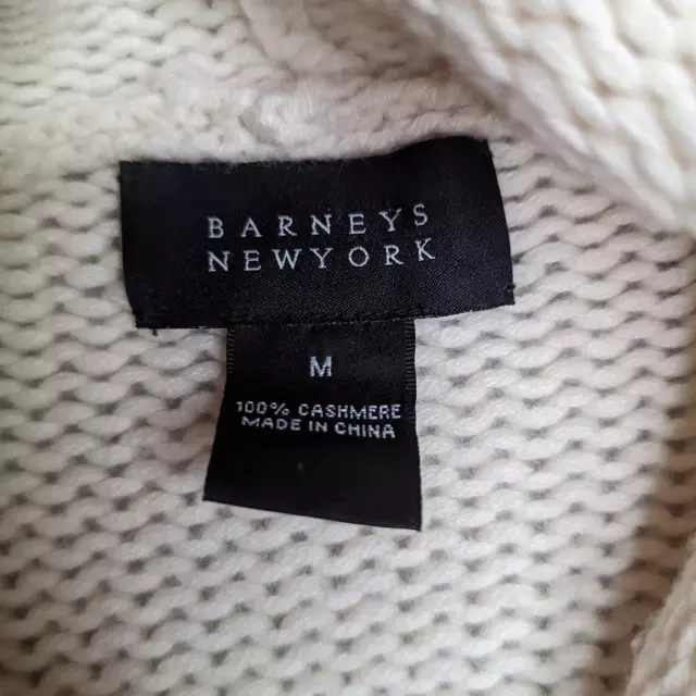Barneys New York Ivory Cashmere Chunky Knit Draped Open Front Sweater Vest M 3
