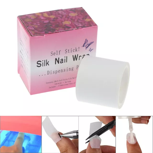 3cm*100cm Adhesive Silk Nail Wrap Extension Nails Repair Self Stickers Tap^^i