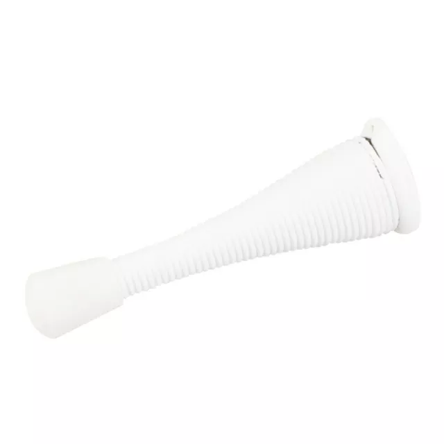 3" White Spring Screw-On Door Stop With Rubber Tip Cap Doorstop Baseboard