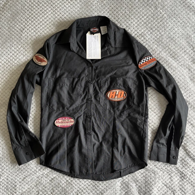 Genuine Harley Davidson Work Wear Shirt Women's Small Black Long Sleeve Staff