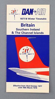Dan Air Southern Ireland Channel Islands Airline Timetable Winter 1977/78