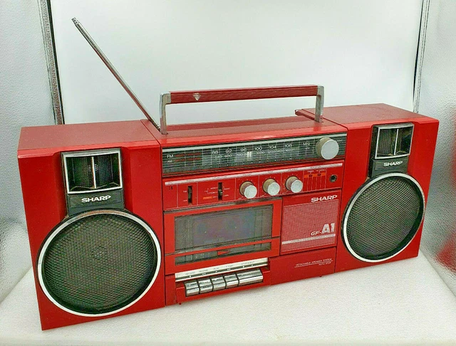 VINTAGE SHARP BOOM BOX GF-A1A(R) Stereo Speaker Red Radio Cassette