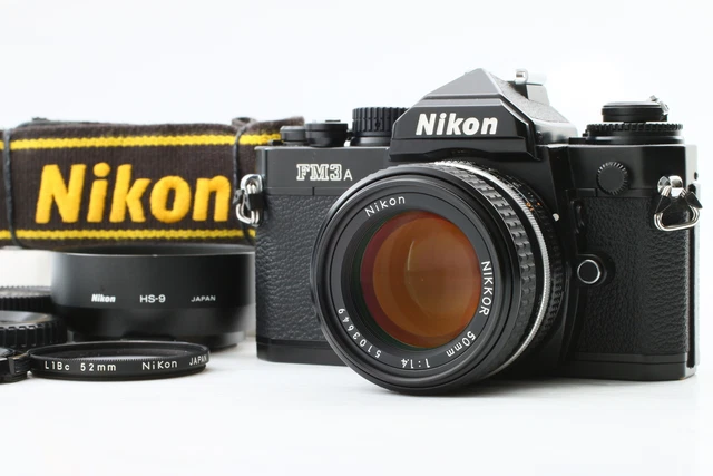 [Near MINT+] Nikon FM3A Black 35mm Film Camera Ai-s 50mm f/1.4 Lens Hood JAPAN