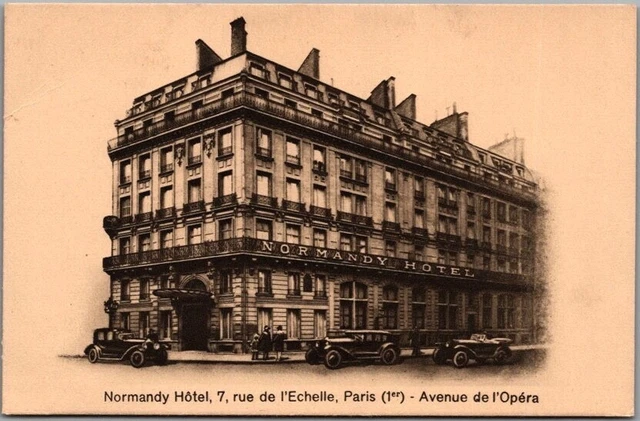 Vintage PARIS, France Postcard NORMANDY HOTEL 7 Rue de l'Echelle c1930s