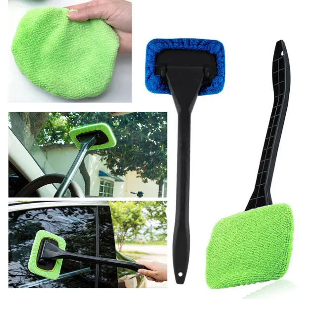 Long Handle Window Glass Cleaner Cleaning Brush Microfiber Pad For Car Home Tool