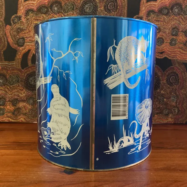Vintage Blue 3kg Bushell's Tea Tin Australian Native Animals Empty 3