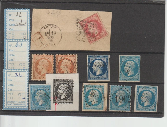 Timbre France Yvert No 14B Type II Empire 20c Bleu Oblitéré Gros chiffres Timbre France Yvert No 14B Type II Empire 20c Bleu Oblitéré Gros chiffres