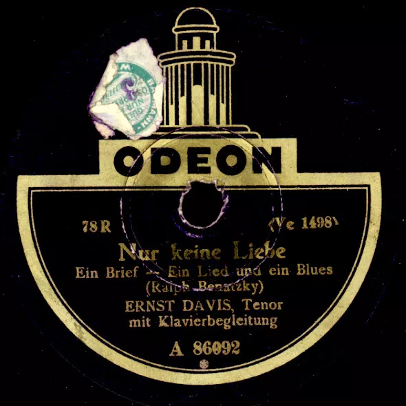 ERNST DAVIS (Österreich-Kleinkunst) Nur keine Liebe  78rpm Schellackplatte S4666