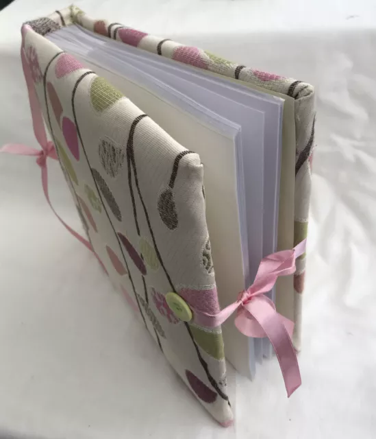 Artisan/hand-made photo album, floral fabric cover, 50 pages x 4 photos each