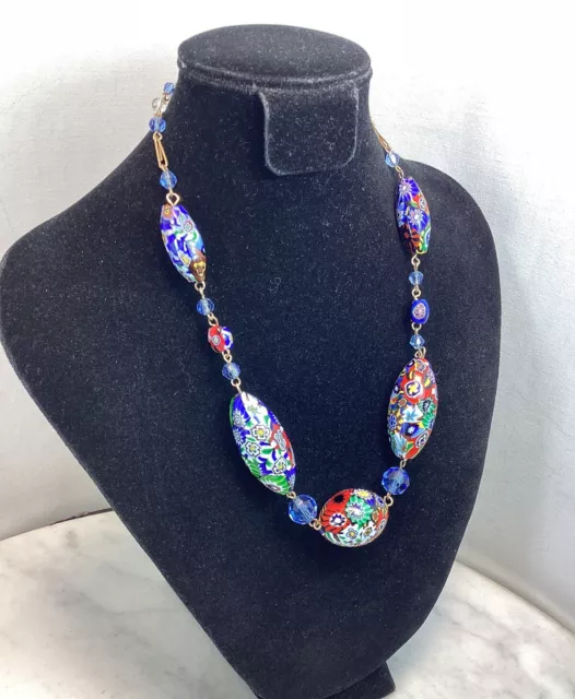 Vintage Venetian Art Glass Millefiori Bead Necklace