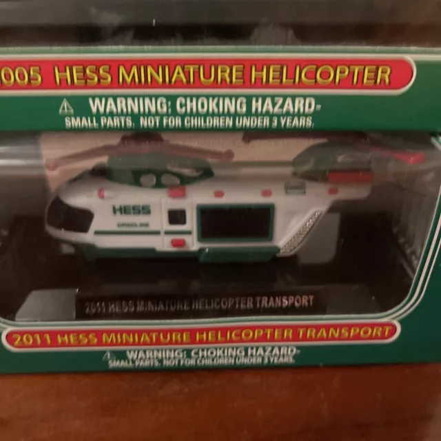 2011 2005 HESS MINI HELICOPTER TRANSPORT- Brand new in box Lit Of 2 2