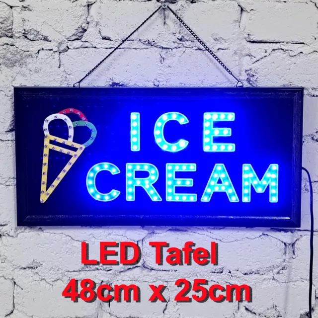 Lichtschild Panneau Publicitaire LED Glace Crème 48x25cm Lumière D'Affichage