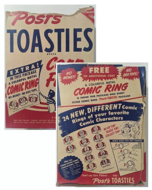 The Phantom 1949 USA Grail Alert Post Toasties Cereal Box w Ring Offer