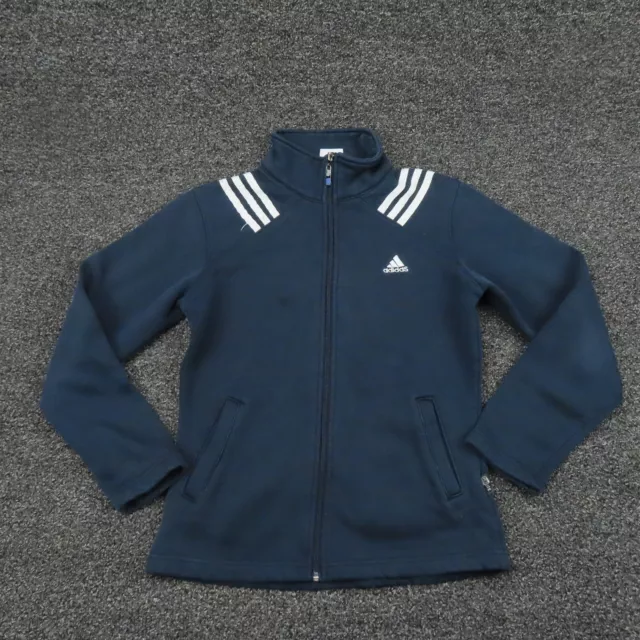 Adidas Jacket Girls Large Navy Blue Climalite Full Zip Mock Neck Long Sleeve Gym