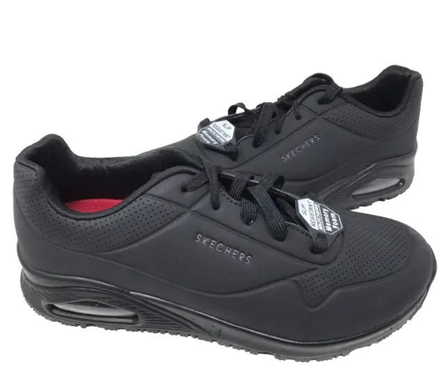 Skechers Men's Work Relaxed Fit Uno SR Sutal Blk Sneakers Size:10.5 #200054 131E