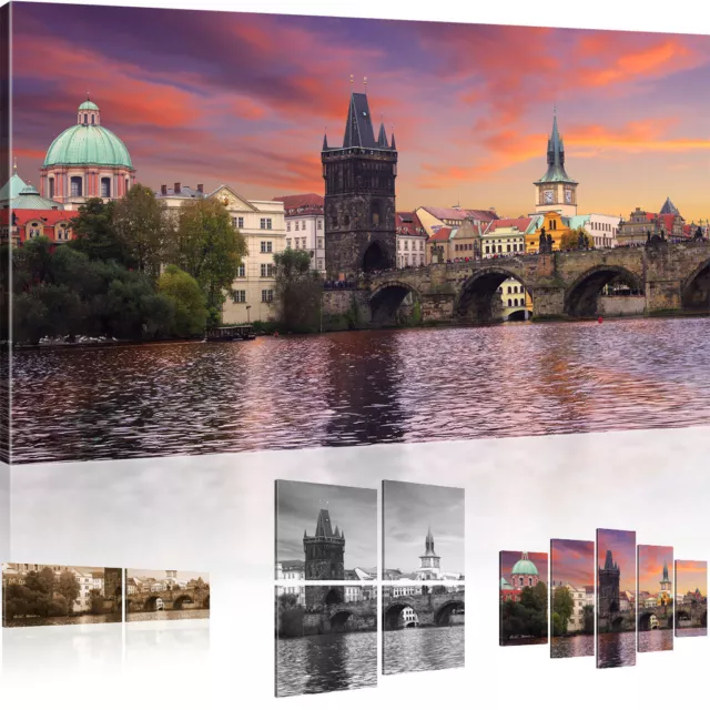 Bilder Karlsbrücke Wandbild Prag Architektur Moldau Fluss Bild auf Leinwand