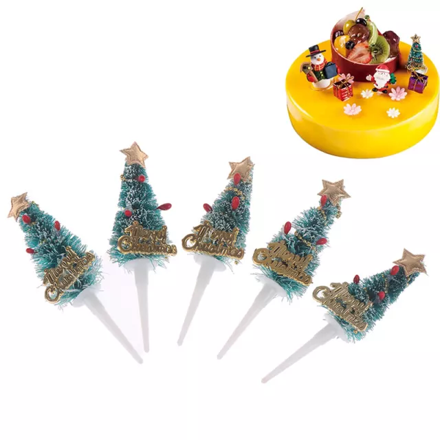 5 piezas Feliz Navidad Pastel Toppers Árbol de Navidad Cupcake Picks Niños Cumpleaños Diciembre ZR