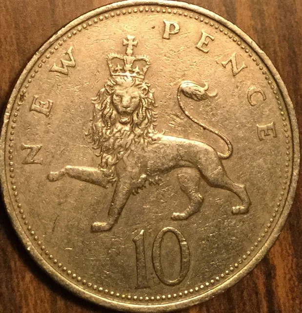 1970 Uk Gb Great Britain 10 New Pence Coin