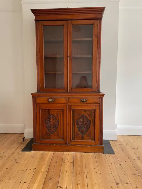 Attractive  Late Victorian Art Nouveau Glazed Top Cabinet Bookcase