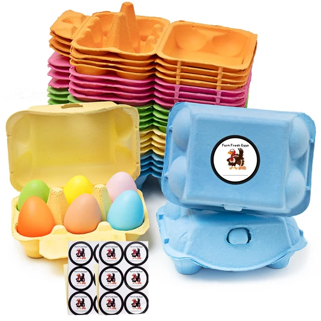 20 Pack Half Dozen Colored Egg Cartons, Colorful Reusable Natural Pulp Paper ...