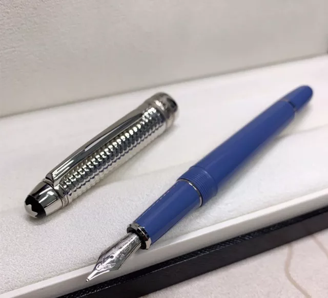LOUIS VUITTON Metal fountain pen, the body enamelled blu…