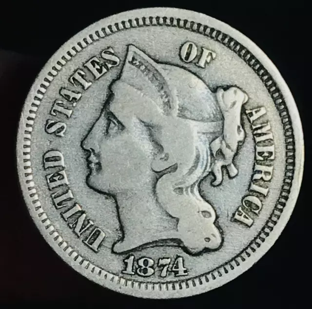 1874 Three Cent Nickel Piece 3C Ungraded Choice US Type Coin CC21002 3