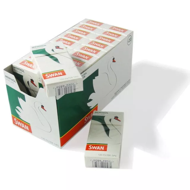 Swan Menthol Extra Slim Filter Tips 120s x 20 (Full Box of 2400 Menthol Tips)