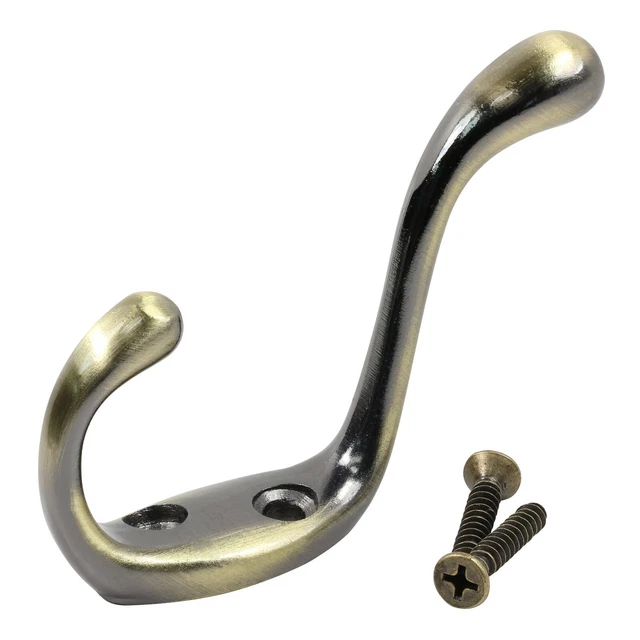 5x Rok Heavy Duty Antique Brass Home Wall Closet Towel Coat Double Hook Hanger