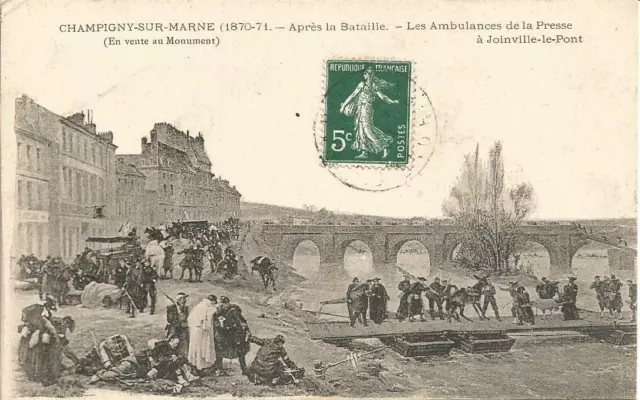 Carte postale  timbre 5c vert  oblitéré semeuse Champigny sur marne  FOM