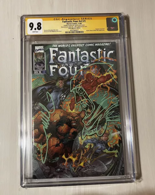 Fantastic Four v2 #1 CGC 9.8 Jim Lee gold Dr Doom sketch