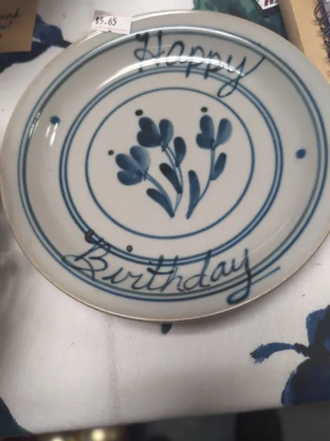 Vintage KELVIN FINE CHINA HAPPY BIRTHDAY PLATE Hand Painted Porcelain Signed #’d