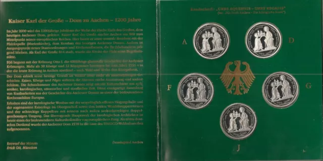 10 DM Deutsche Mark 2000  5'er-Set Kaiser Karl / Dom zu Aachen / Spiegelglanz 3