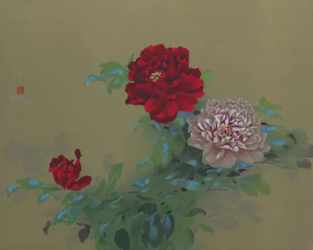 David Lee, Rouge Et Rose Fleurs (5), Lithographie, Signée Et Numéroté En Crayon