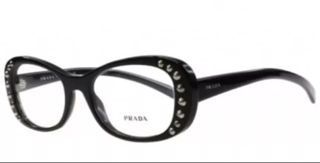 New PRADA VPR21R 1AB-1O1 51mm Black Studded Eyeglasses Frames Italy