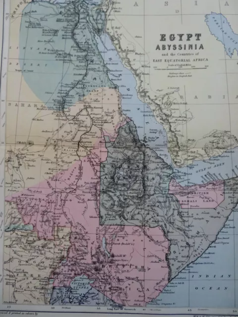 East Africa Egypt Sudan Abyssinia Somalia Ethiopia 1895 Johnston map