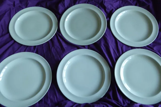 X 6 WEDGWOOD ETRURIA BARLASTON CELADON GREEN 25cm DINNER  PLATES VGC