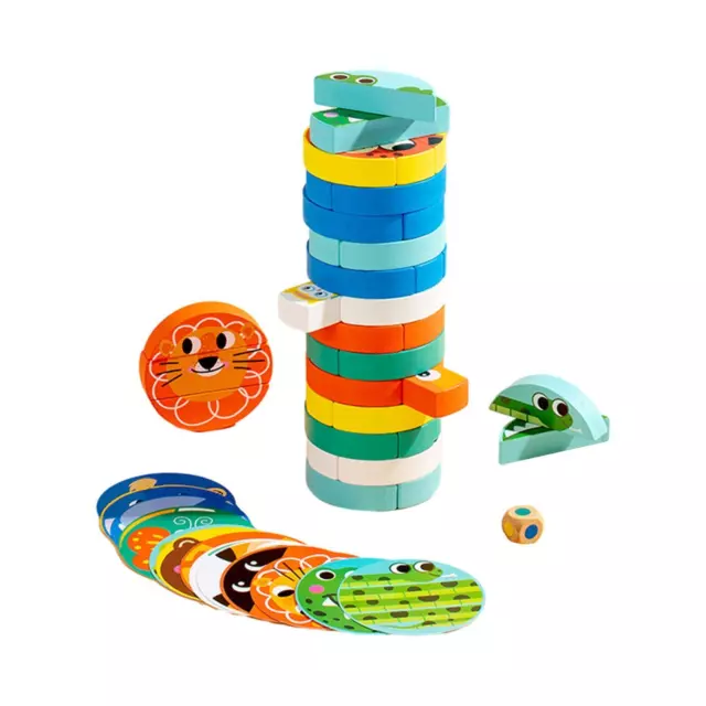 Jeu d'empilage de blocs en bois, jeu de tours d'animaux pour les vacances du