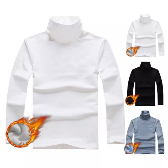 Maglione Caldo Pile Pullover Manica Lunga Top T-Shirt, Uomo Slim Dolcevita