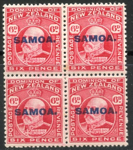 SAMOA Sc#118,118a Block of 4 1914 6p KEVII OG Mixed Perfs OG Mint Hinged