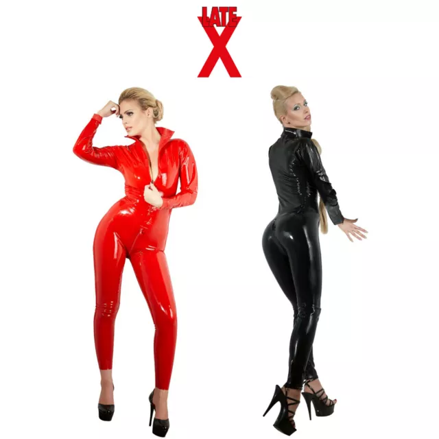 Late X Sexy Natural Latex Fitted Catsuit Jumpsuit Tuta Aderente Lattice Naturale