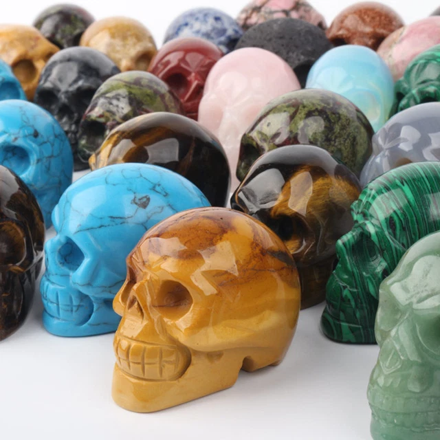 Natural Quartz Crystal Skull Carved Polished Specimen Chakra Energy Gem Stone US