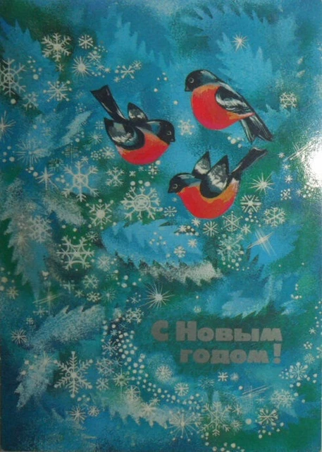 Russian New Year Snow-Eating Christmas snowflakes Vintage USSR Post Card new