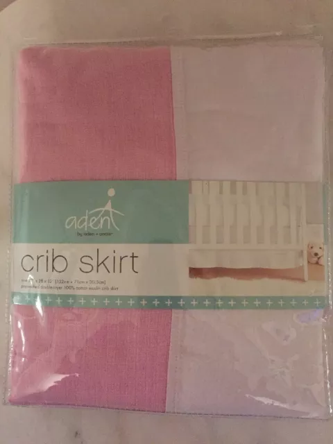 NWT Aden By Aden + Anais Pink White Crib Skirt