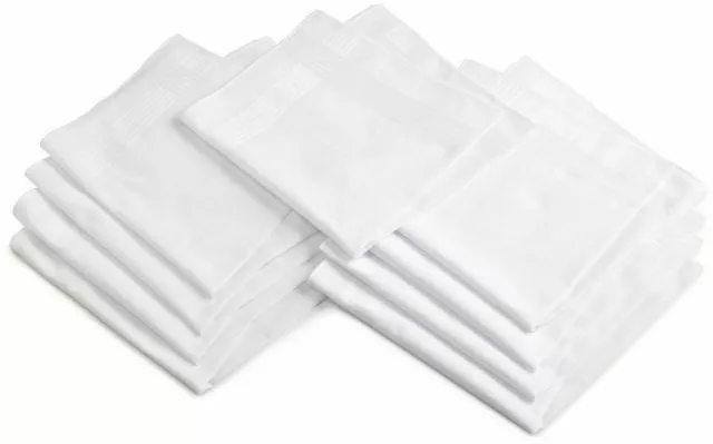 WHITE PURE SOFT COTTON PLAIN HANKIES HANDKERCHIEF FOR MEN'S pack of 12