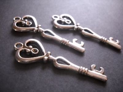Heart Key Pendants Charms Antiqued Silver Keys Bulk Skeleton Keys 10/25/50/100