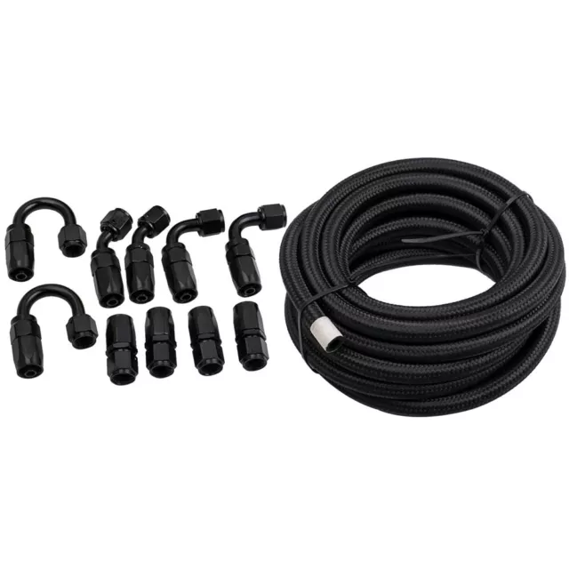 Universel AN6 -6AN Fitting Stainless Steel Nylon Braided Oil Fuel Hose End Kit