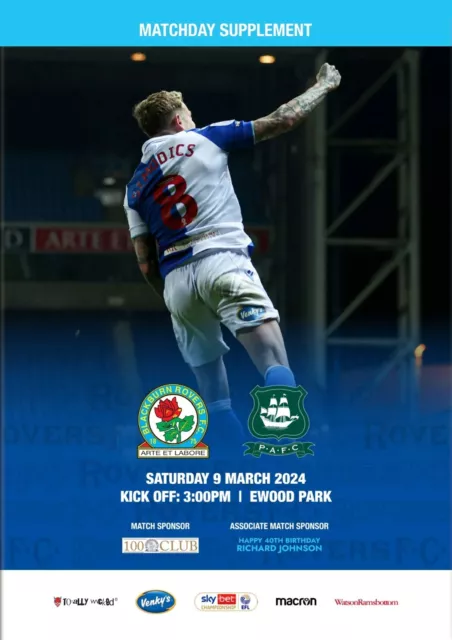 BLACKBURN ROVERS v PLYMOUTH ARGYLE 9 March 2024 OFFICIAL 44 pg