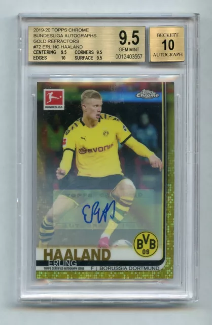 2022-23 Erling Haaland Topps Now UCL #PS02 Auto Signed Grade BAS 10 GEM 10  POP 1