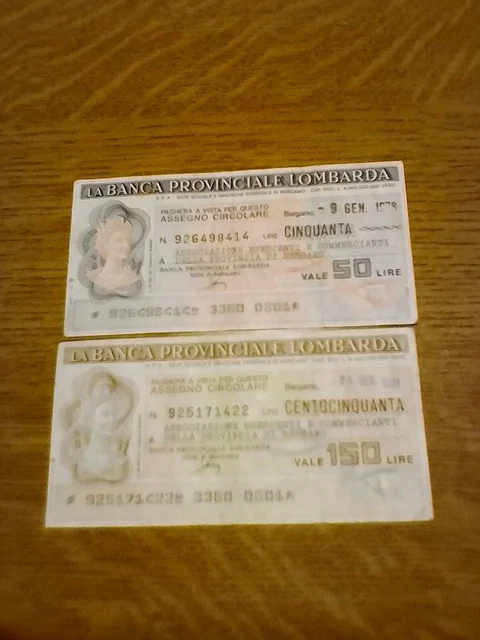 Miniassegni Banca Provinciale Lombarda - Lotto Ml1571  (N. 2 Emissioni)