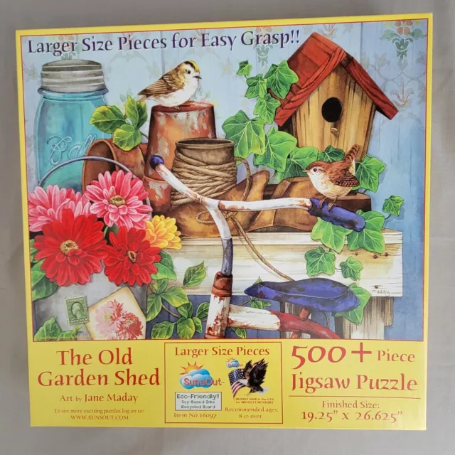 Old Garden Shed Jigsaw Puzzle 500+ Pcs Jane Maday Art Plant Flower Bird Complete